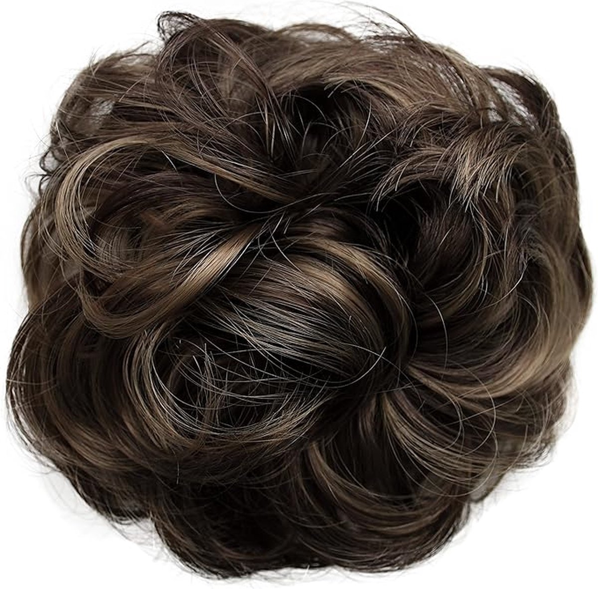 Haarstukje Haarwokkel Opgestoken Bruids Kapsel Volumineus Gekruld Knoet Bruin Mix G34A