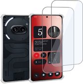 Geschikt voor Nothing Phone 2a - Hoesje + 2x Screenprotector – Gehard Glas Cover + Shock Proof Case – Transparant