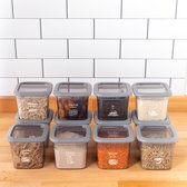 Bocaux de conservation Set 0 l 12 pièces Bidons alimentaires Bocaux de conservation en plastique anthracite avec couvercle Récipient pour aliments frais Bocaux de conservation hermétiques Congélateur empilable
