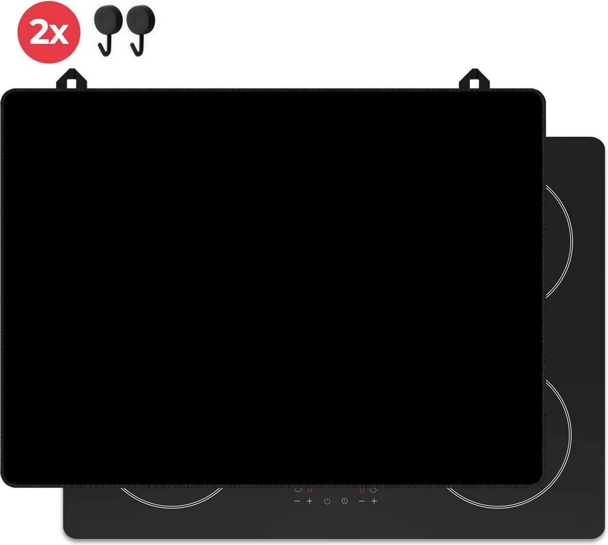 KitchyMist Inductie Beschermer 71x52 cm - Zwart Effen - Kookplaat Beschermer - Afdekplaat voor Kookplaat - Inductie Mat - Spatscherm Achterwand Keuken