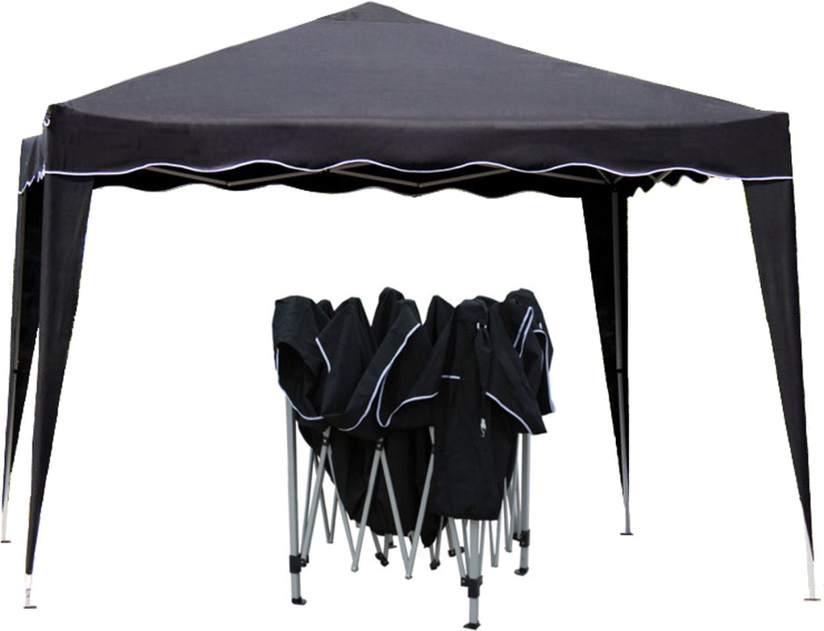 Bol.com Kronenburg Vouwtent Partytent 3 x 3m, Kleur Zwart - Zonder Zijelement - Waterdicht Pavillon - UV-bescherming 50 aanbieding
