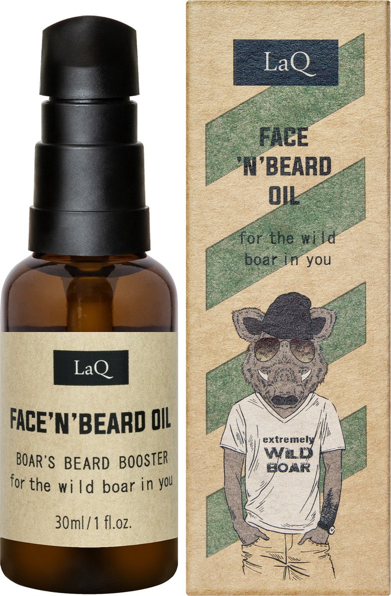 LaQ Face & Beard Oil Wild Boar – Verzachtende & Beschermende Baardolie – Ruikt naar Wilde Avonturen – voor Baard & Gezicht – 30ml