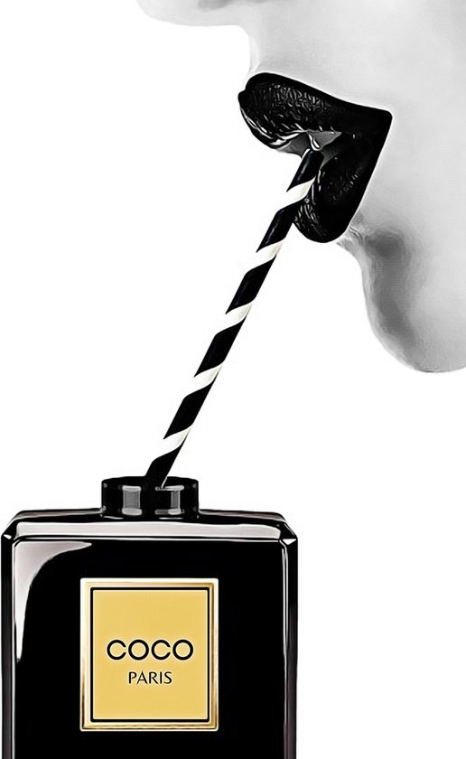 CoCo Chanel - Kristal Helder Galerie kwaliteit Plexiglas 5mm.- Blind Aluminium Ophang-frame- Fotokunst- luxe wanddecoratie- Akoestisch en UV Werend- inclusief verzending