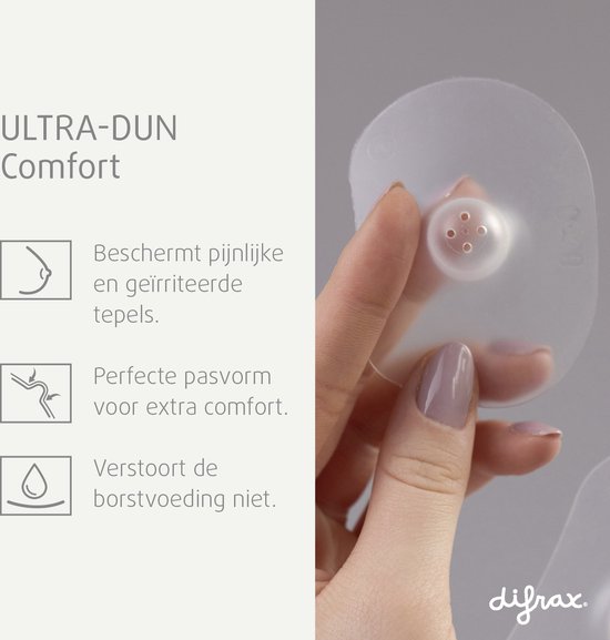 Difrax Tepelhoedjes - Medium/Groot - Beschermt geïrriteerde tepels, ultradun, hoogwaardig zacht silicone van Difrax — afbeelding 3