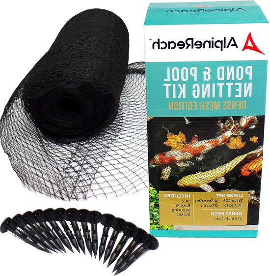 4.5m x 6m Vijvernet zwart - Koi Pond Netting - Heavy Duty fijn gaas net cover voor bladeren - beschermt koi vis tegen blauwe reiger vogels katten - UV-bescherming - herbruikbaar - groot formaat bird netting