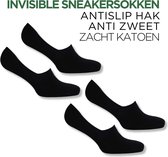 Norfolk Footies - Onzichtbare Sokken - 2 paar - Katoen Sneakersokken - No Show Sokken Heren - Invisible Sneakersokken - Anti slip hak - Tokyo - Zwart - 43-46