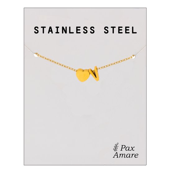 Letter V Armband Goudkleurig - Stainless Steel - Initiaal & Hartje Hanger - Initialen Armband op Cadeau Kaartje - Pax Amare