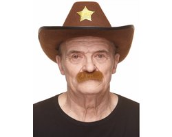 Partychimp Plaksnor Opa Nep Snor Zelfklevend voor Carnaval Verkleedaccessoire - Bruin - Imitatiebont