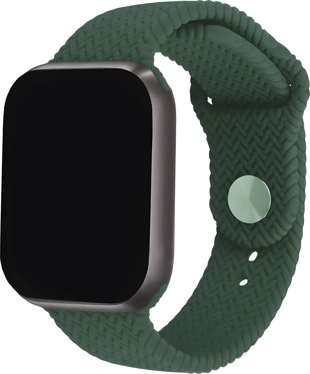 Innerlight® Woven+ - Khaki Groen Geweven - 38mm / 40mm / 41mm - Siliconen bandje geschikt voor Apple Watch - Geschikt als Apple Watch bandje voor Series 1/2/3/4/5/6/7/8/9/10 42mm/11 42mm/SE