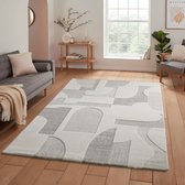 Flycarpets Eliora Modern Japandi Geometrisch Vloerkleed - Creme / Beige - Laagpolig Tapijt - 160x230 cm