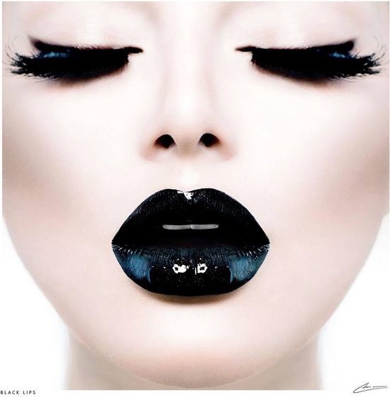 Black Lips- Kristal Helder Galerie kwaliteit Plexiglas 5mm.- Blind Aluminium Ophang-frame- Fotokunst- luxe wanddecoratie- Akoestisch en UV Werend- inclusief verzending