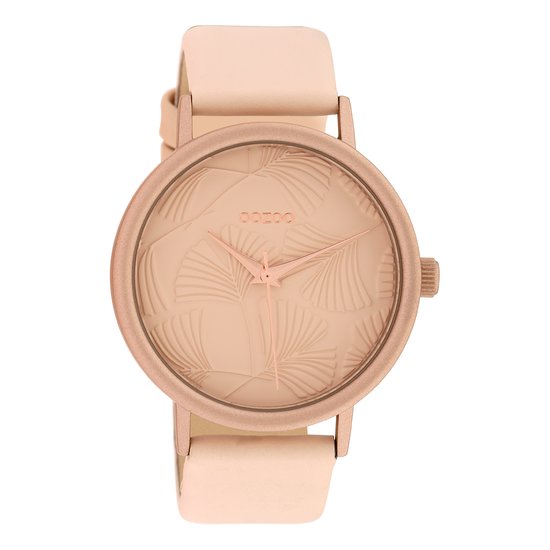 OOZOO Timepieces - Zacht roze horloge met zacht roze leren band - C10390