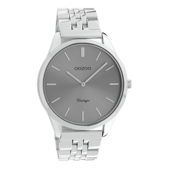OOZOO Timepieces - Zilverkleurige horloge met zilverkleurige roestvrijstalen armband - C9983