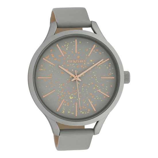 OOZOO Timepieces - Grijze horloge met steengrijze leren band - C10088
