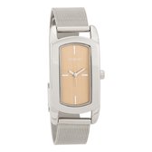 OOZOO Timepieces - Zilverkleurige horloge met zilverkleurige metalen mesh armband - C9701