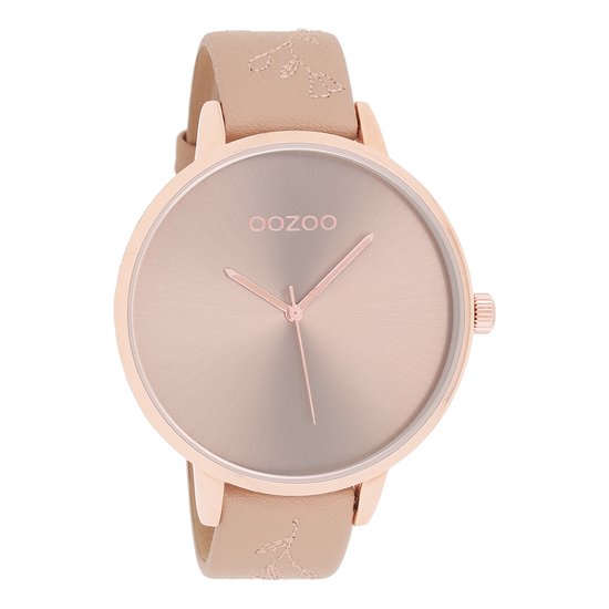 OOZOO Timepieces - Rosé goudkleurige horloge met poeder roze leren band - C9717