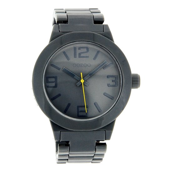 OOZOO Timepieces Donker grijze horloge met donker grijze kunststof horlogeband C3683 bol