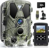 Wildcamera - Jachtcamera 36 MP 4K HD met 120 ° detectiehoek en loop-opname - 0,2 s tijdsensor activering - IP66 waterdicht voor bewaking van wilde dieren en thuisbewaking