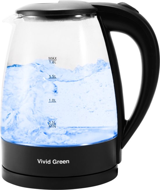 Vivid Green Elektrische Waterkoker - Retro - Waterkokers - Glas - 1,8L -...