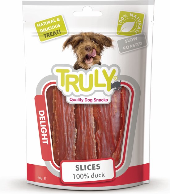 Gedroogde Hondensnacks van Eend (15 zakjes) - 100% Natuurlijk, goed voor tanden - Truly Duck Slices - 90 Gram