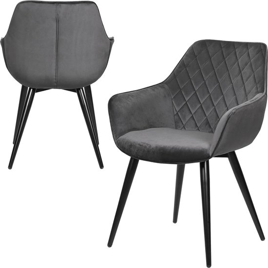 Luxe Stoel - Bureaustoel - Fauteuil - Stoel - Luxe Eetkamerstoel - Lounge Stoel - Donker grijs - Velvet