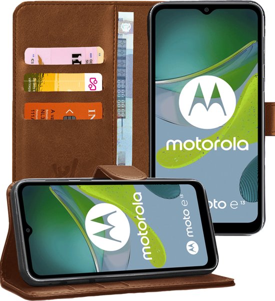 Étui adapté pour Motorola Moto E13 - Wallet Book Case Marron