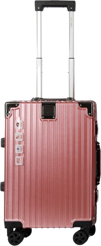A To Z Traveller Safralu - Handbagage 55cm - Luxe Aluminium - 35L - Roze - TSA Slot