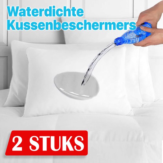 2x Kussenbeschermer Waterproof Wit - 60x70 - Antibacteriëel Kussenbeschermer - Waterdichte Kussen Beschermer - Vocht beschermend - Met rits - Incontinentie Kussenbeschermer - Waterdichte kussensloop