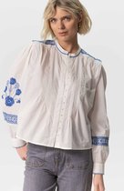 Sissy-Boy - Witte blouse met blauwe embroidery details