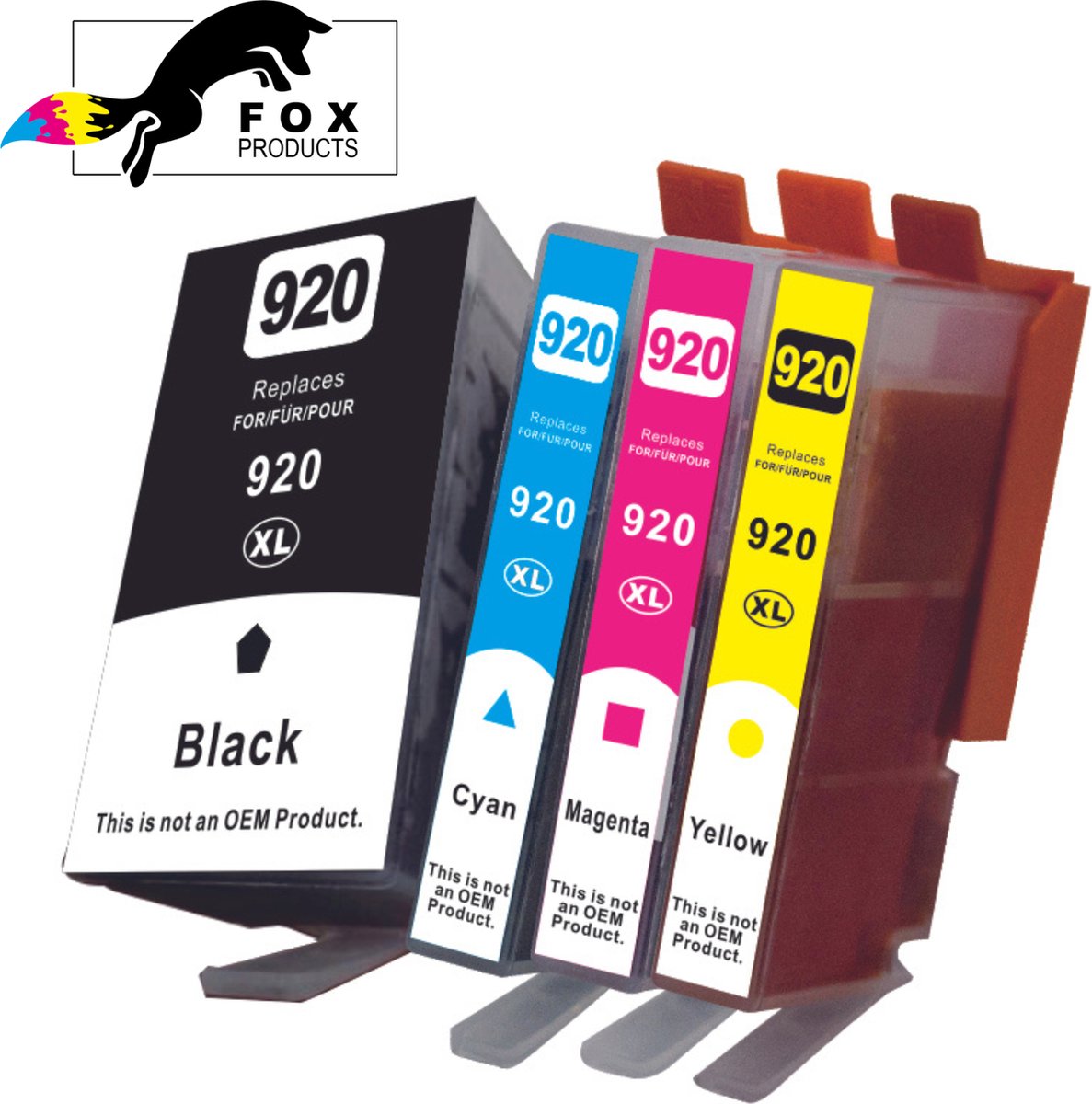 FoxProducts® HP 920 / HP 920XL - 4 stuks inktcartridges - Multipack - Geschikt voor HP Officejet 6000, 6500, 6500A, 7000, 7500A - Inktpatronen - cartridges
