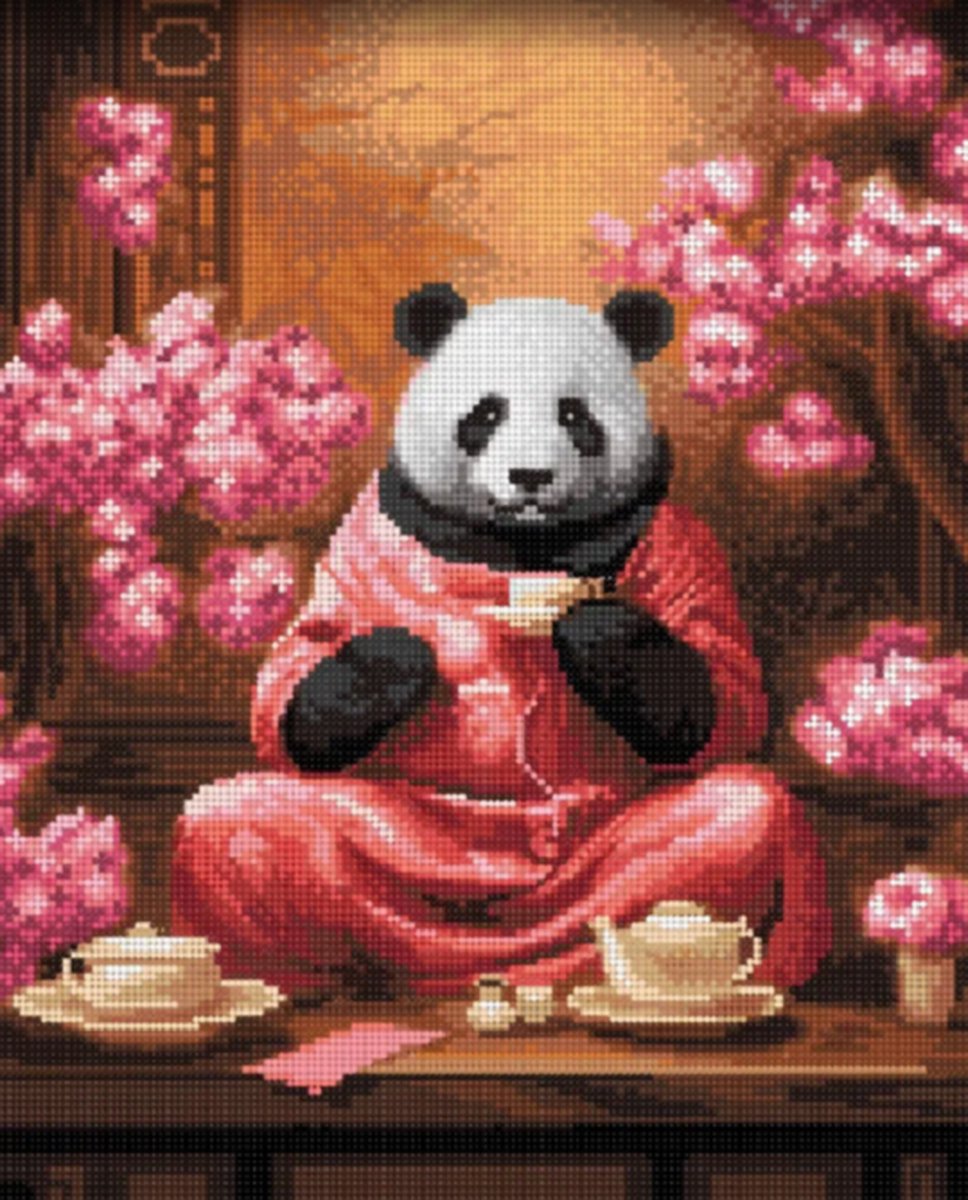 Diamond Painting - Canvas op houten frame - THEE CEREMONIE - 30 x 40 cm
