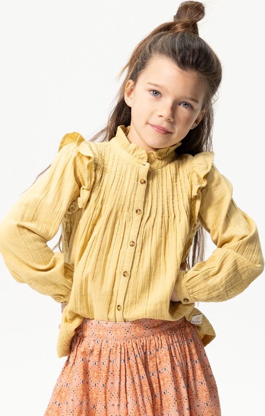 Sissy-Boy - Gele blouse met ruffle details en pintucks