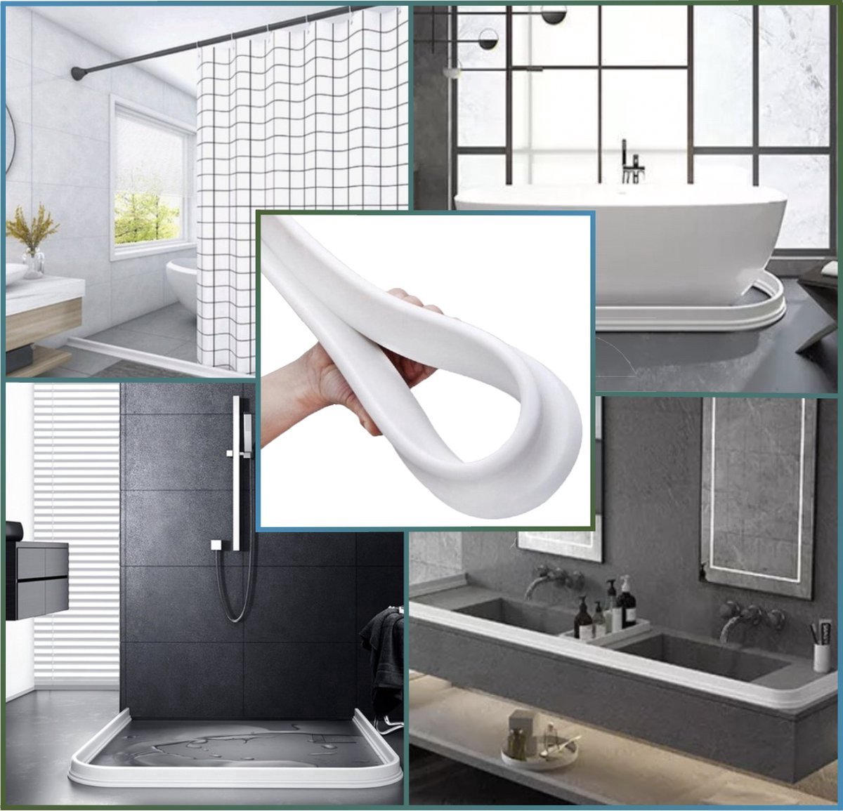 Siliconen waterkering - 200cm 200 cm douche douchebak douchegordijn waterstopper waterdorpel waterdrempel water dorpel douche water drempel water dorpel waterdrempel