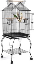 Cage à oiseaux Papa Simba, cage de parc avec support, volière à oiseaux, cage, nichoir, 145 cm de haut, Zwart , HMTM-BC-10012-Noir