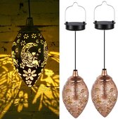 Set of 2 Solar Lights for Outdoor Garden Decoration - Waterproof Hanging Solar Lights for Balcony and Patio - Beautiful Fairy Pattern