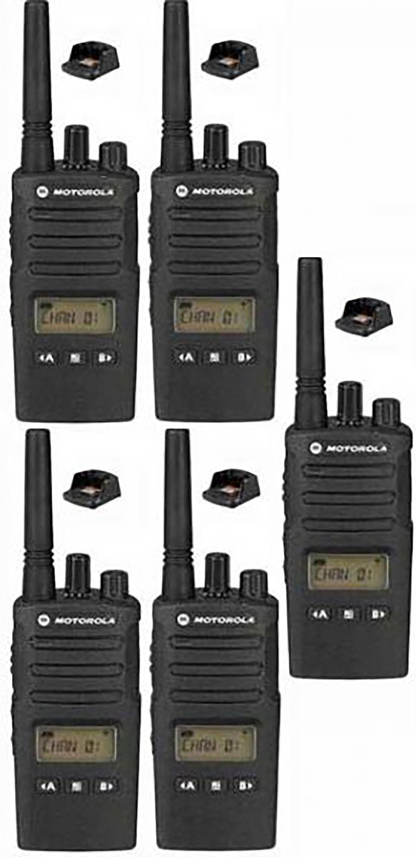 Set van 5 Motorola XT460 IP55 PMR446 Portofoon met tafellader