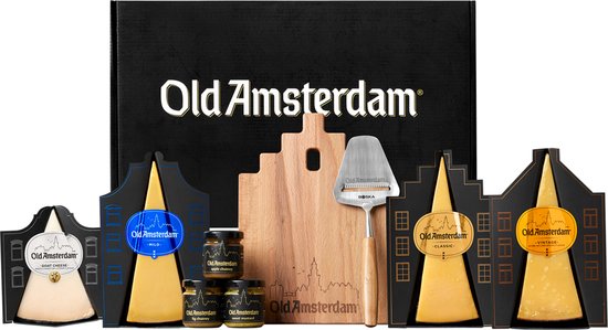 Old Amsterdam Royal Collection – 11-delig Luxe Kaaspakket met Kaasplank, Schaaf & Chutneys – Vaderdag cadeau - Geschenkset