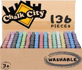 Chalk City Stoepkrijt Voor Kinderen - 136 Stuks 17 Verschillende Kleuren - Wasbaar Jumbo Krijt Niet Giftig - Kinderen & Peuters Om Buiten Te Spelen En Te Tekenen
