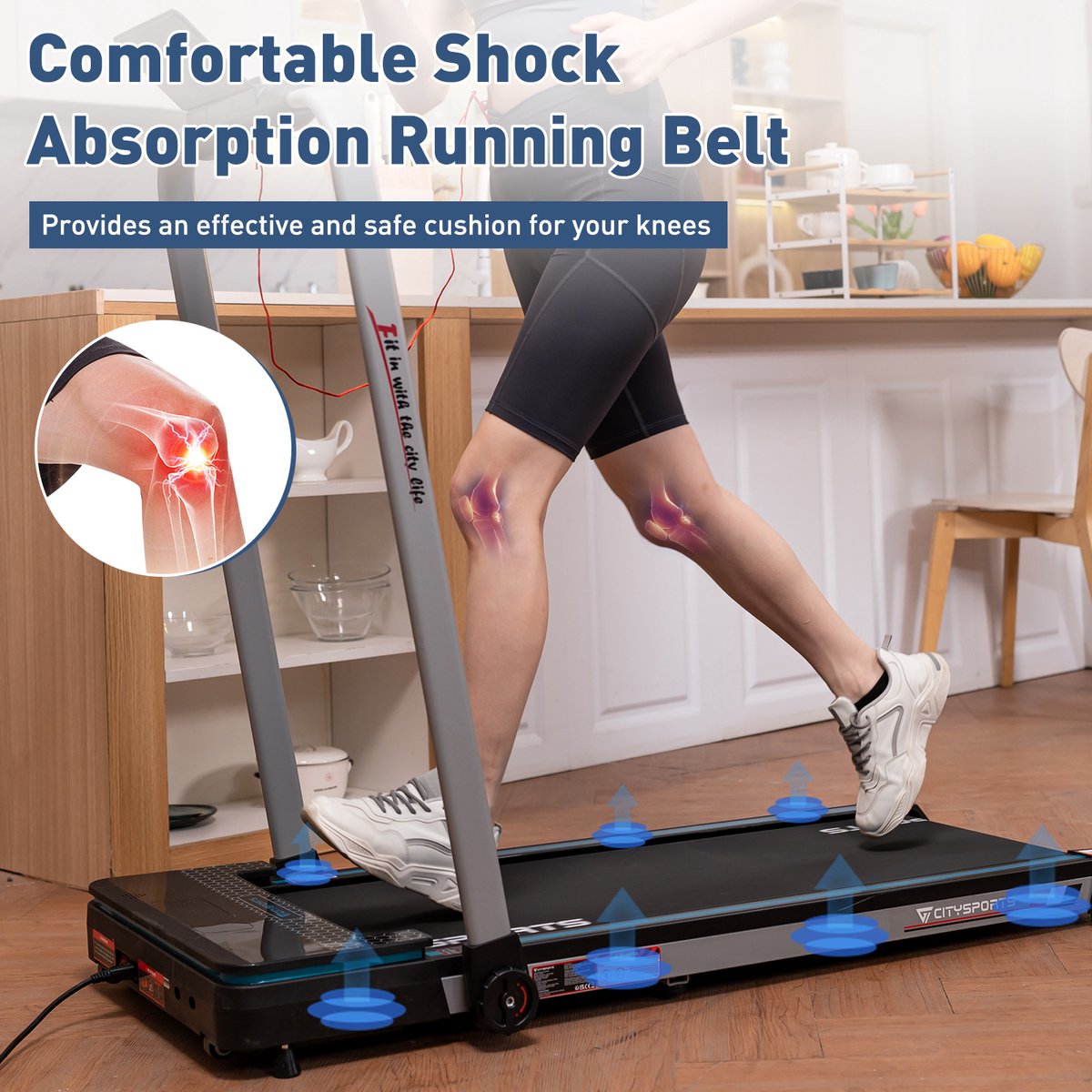 Afbeelding 3 van CITYSPORTS loopband WP3 - Wandelband - Walking Pad - Opvouwbare Loopband - Treadmill - Loopband Elektrisch - 12 km / h - Bluetooth en APP - LED-scherm