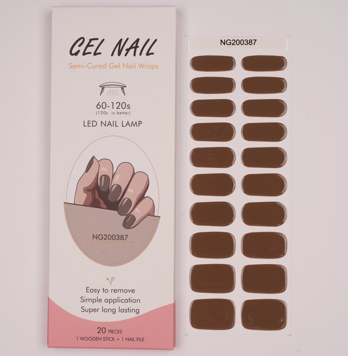 Gel Nail Wraps – Gel Nagel Wraps – Gel Nail Stickers – Gel Nagel Folie - UV lamp – Taupe Dark