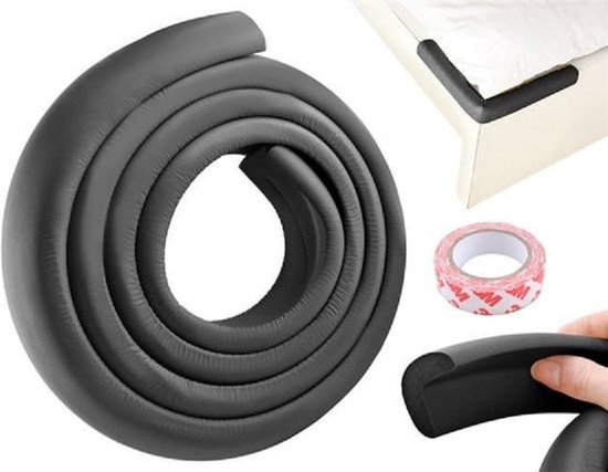 Pare-chocs en mousse I Protection Bébé I Protection d'angle I Absorbant les chocs I Sécurité bébé I Coin de table I Bord de table I 2 mètres I Zwart