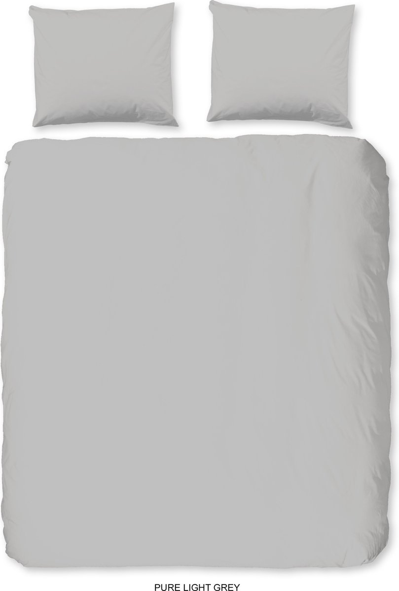 Pure dekbedovertrek effen kleur - 2 persoons 200x200/220 cm - Lichtgrijs - Microvezel Light Grey