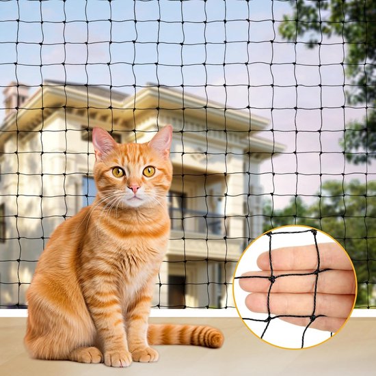 Foto: Kattennet voor balkon 7 5x3m kattennet raam groot duivennet vogelbeschermingsnet kattennet zwart voor balkons terrassen ramen dakramen deuren hekken