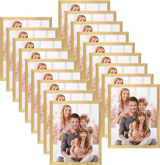 Cornice portafoto rettangolare da 20 x 25 cm, da appendere al tavolo e alla parete, in MDF e vetro, cornice portafoto orizzontale e verticale, decorazione da parete per soggiorno, color quercia