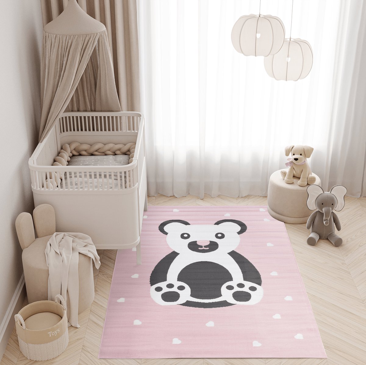 Tapiso Pinky Vloerkleed Roze Dieren Kinderkamer Speeltapijt Kleed Maat- 80x150