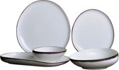 Porcelaine Bricard – Royan – Service de table en porcelaine – 6 personnes | 25 pièces – Wit/ Marron
