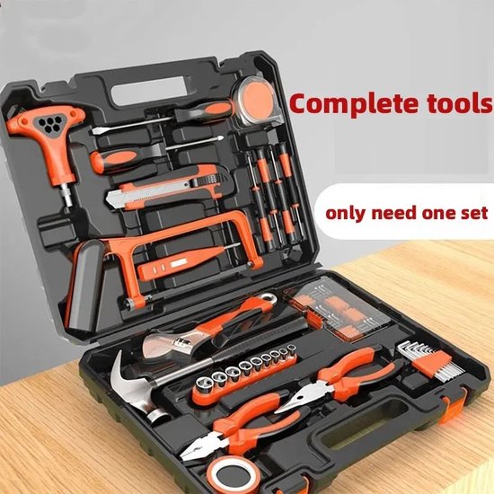 Gereedschapskoffer, gereedschapsdoos, gereedschapkoffer, gereedschapsset, gereedschapsbox: DEKO, gereedschapskist, gevuld, 138-delig. Universeel compleet met handgereedschap - voor dames en heren