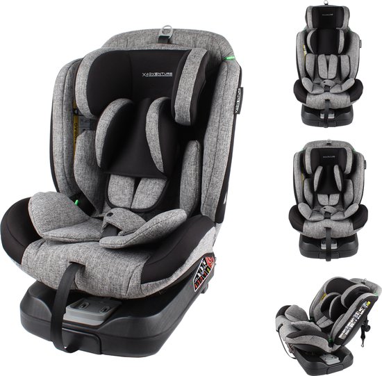 Foto: X adventure autostoel supreme 360 draaibaar i size met isofix groep 0 1 2 3 40 cm tot 150 cm vanaf geboorte tot 12 jaar grijs