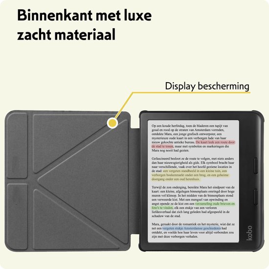 Hoesje Geschikt voor Kobo Libra Colour Hoes Bescherm Hoesje Case Sleep Cover Trifold - Hoes Geschikt voor Kobo Libra Colour Hoesje - Bloesem van Hoesje  — afbeelding 5
