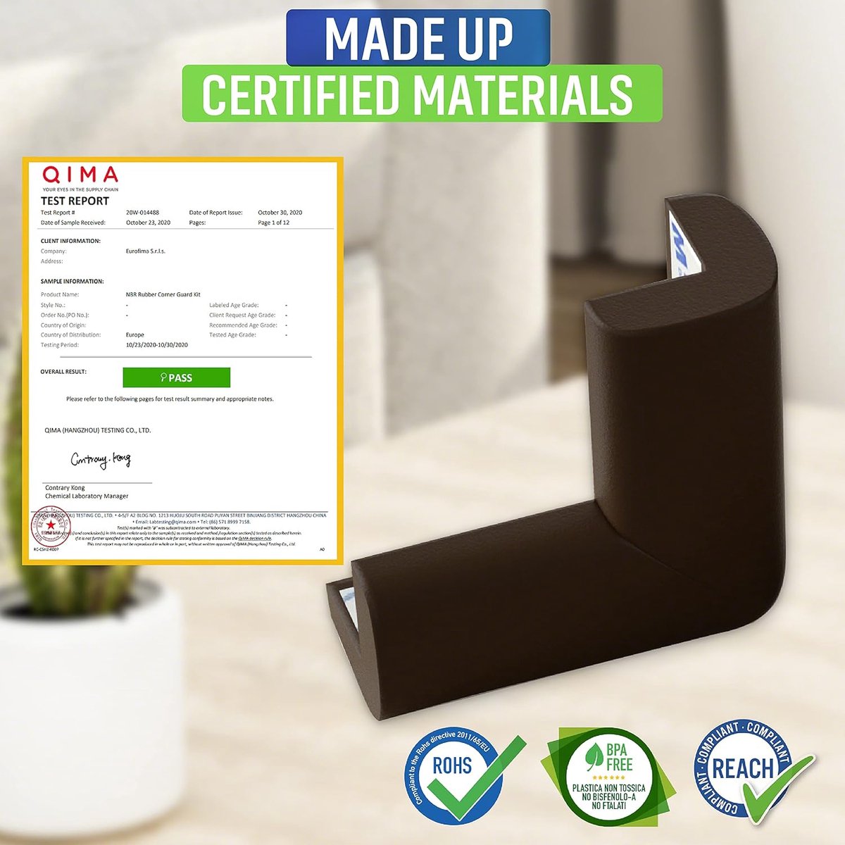 Image of 20 hoekbeschermers voor baby's, extra groot voor kinderbeveiliging, met dubbelzijdige 3M-lijm, vooraf geïnstalleerd, gecertificeerd product, ivoorwit, zwart en bruin